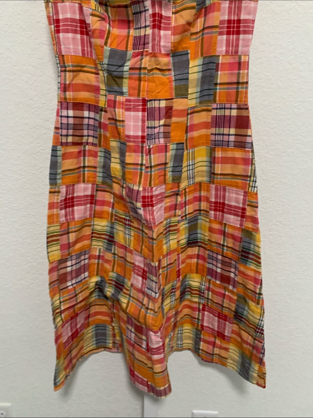 Vintage Ralph Lauren Patchwork Plaid Cotton Mini Dress - Pink, Orange & Blue - Picture 4 of 8